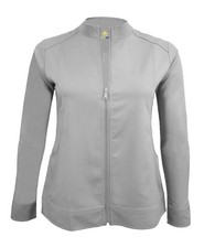 Natural Uniforms Women's Ultra Soft Stretch Zip Up Scrub Jacket Grey, Medium