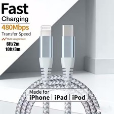 6FT/10FT USB Type-C Charger Cable PD Fast Charging Cord for iPhone 14 13 12 11 8