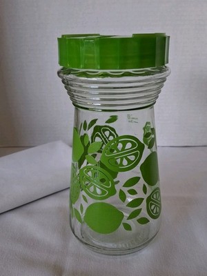 PYREX For Proctor and Gamble  MCM  Glass Lime Pattern Juice Carafe  24 Oz  Promo