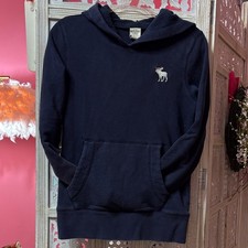 Vintage Y2K Navy Blue Abercrombie  Fitch Hoodie with Moose Logo Size: Large