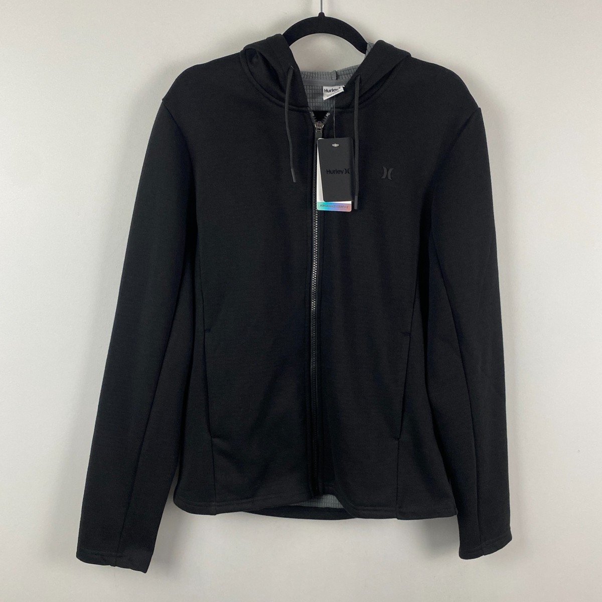 Hurley Exist Icon Bonded Fleece Zip Up Hoodie Black US Mens Small 