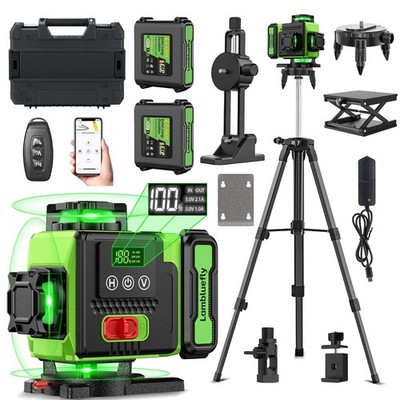 Laser Wasserwaage mit Stativ 4 x 360°, 4D 16 Linien Laser Baustelle mit 2 x