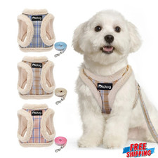Fleece Dog Harness and Leash Set Soft Warm Lining for Small to Medium Dogs Cats
