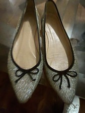J.CREW Gold Metallic Microfiber Bow Pointed Toe Ballet Flats Slip On 8
