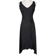 Vintage Midi Dress Asymmetrical Black Slip Sz Medium Y2K Witchy Whimsigoth Fairy