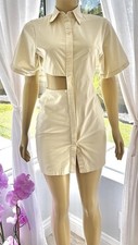 Nasty Gal Cut Out Mini Dress Size 2 Small Button Down Short Sleeve Dress Shirt