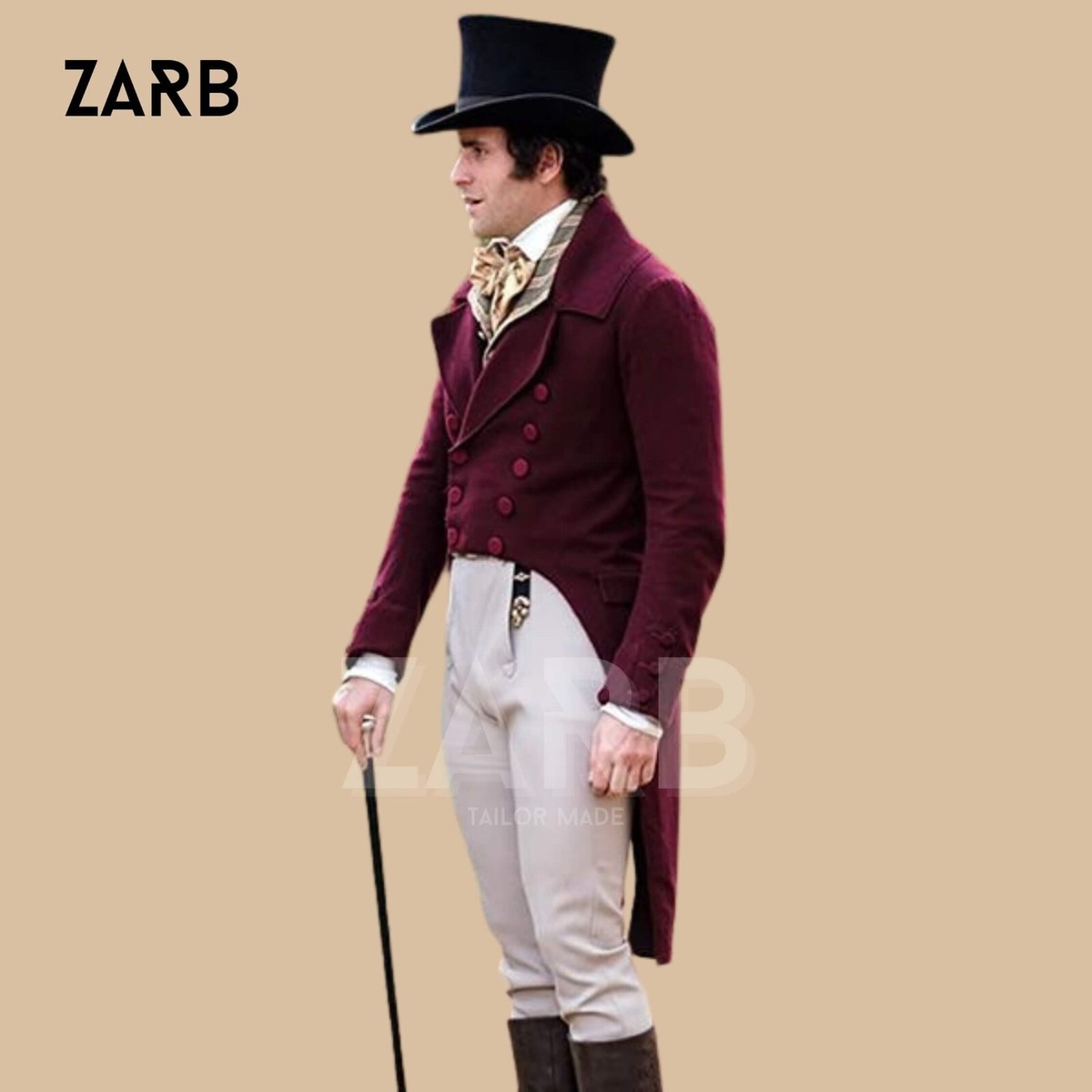 Regency Maroon Tailcoat Victorian Era Gentleman's Coat Custom Made  Costume