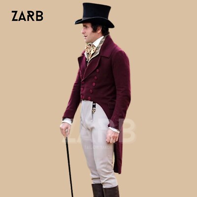 Regency Maroon Tailcoat Victorian Era Gentleman's Coat