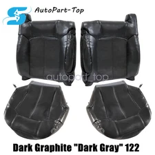 Front Leather Seat Cover Dark Gray 122 For 1999-2002 Chevy Silverado GMC Sierra