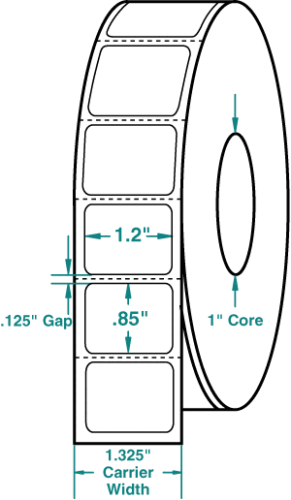 18000 Thermal Labels For Thermal Label Printer 1.2" x .85" NEW 1500 Per Roll - Picture 2 of 2
