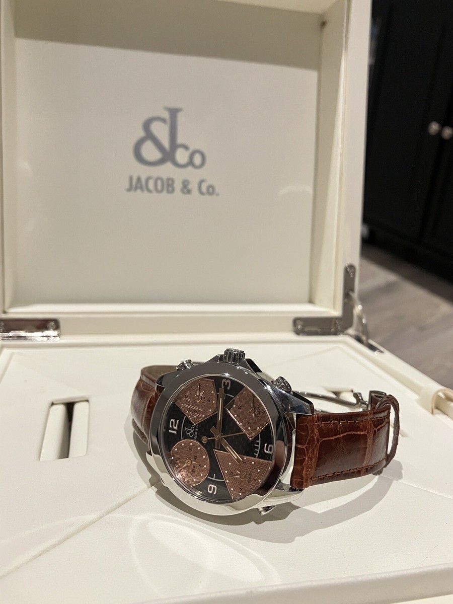 Jacob & Co 5 Time Zone Carbon Fiber Rose Gold Bronze Steel Watch