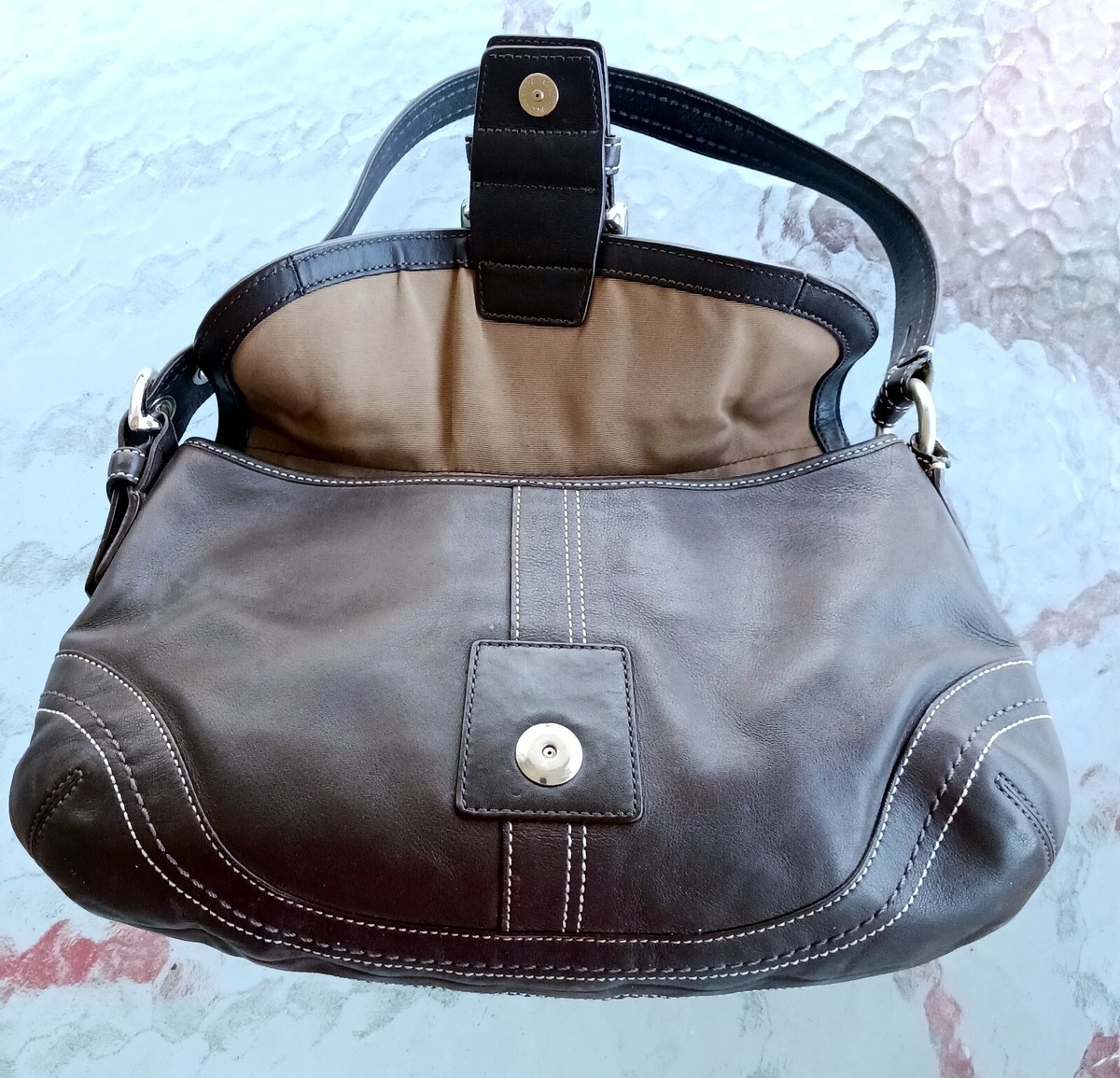 バッグ COACH soho leather y2k one shoulder bag Coach F10910 Vintage Soho Y2K Dark Chocolate Brown Leather