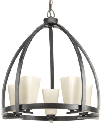 Progress Lighting Ridge 22'' 5-Light Espresso Barn Tinted Glass Shaded Chandelier