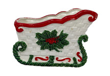 Design Marc by Hampshire Christmas Sleigh Planter 6.25in Holly Berry Candy Dish