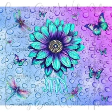 20oz Skinny Tumbler Sublimation Transfer Sunflower Butterfly Ready To Press