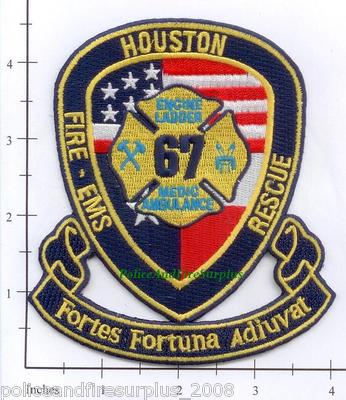 Texas - Houston Station 67 TX Fire Dept Patch - Fortes Fortuna Adiuvat