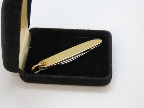 ESTATE VINTAGE EMPIRE YELLOW GOLD / SILVER ART DECO 2 Blade USA POCKET KNIFE - Picture 4 of 8