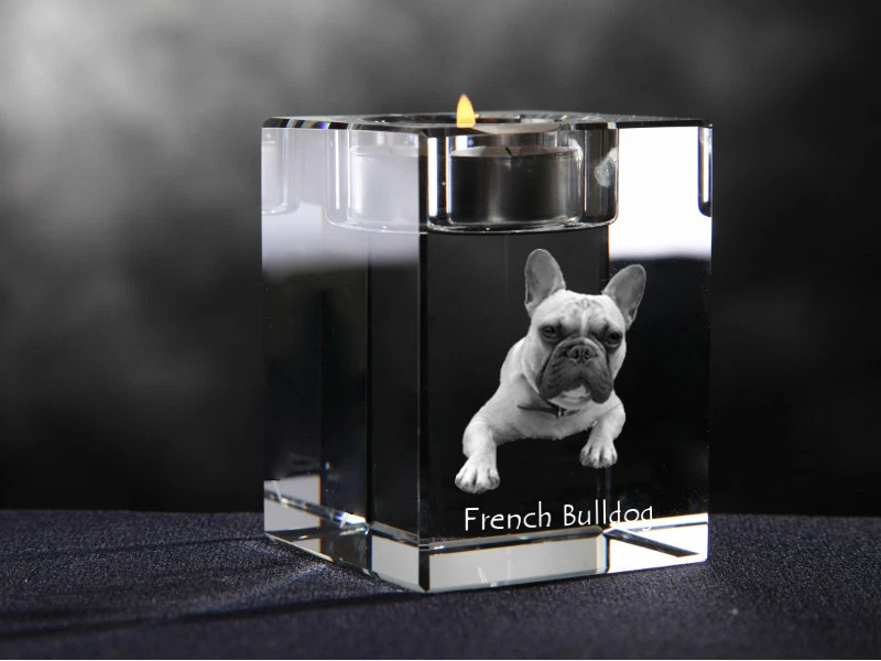 Französische Bulldogge, Kristall-Kerzenleuchter mit Hund, Crystal Animals AT