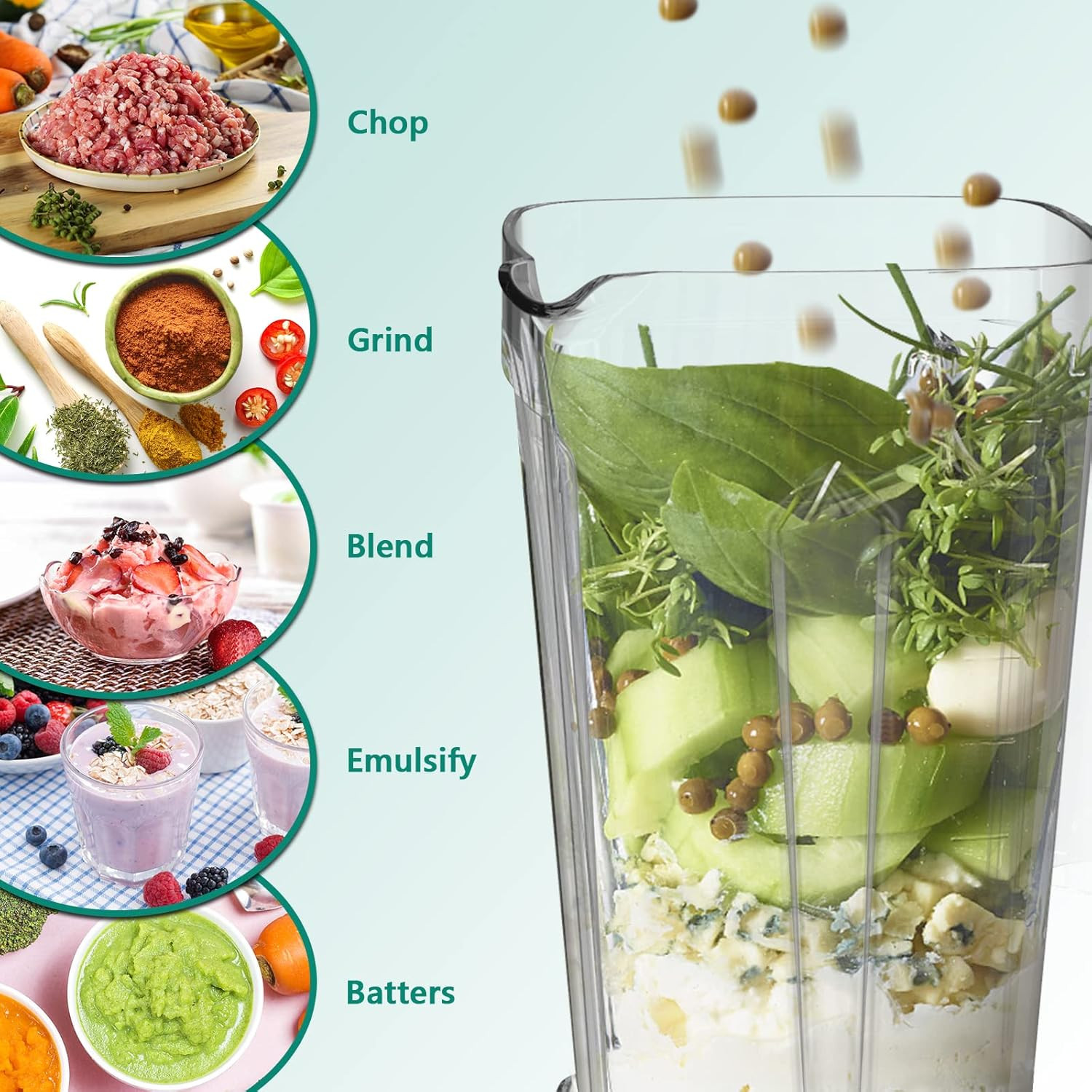 1800W Professional Blender, 60Oz BPA Free for Smoothies, Ice & Nuts, Dishwasher