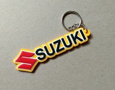 Suzuki Yellow Keychain Rubber Motor Bike Racing Keyring Motorcycle Collectibles