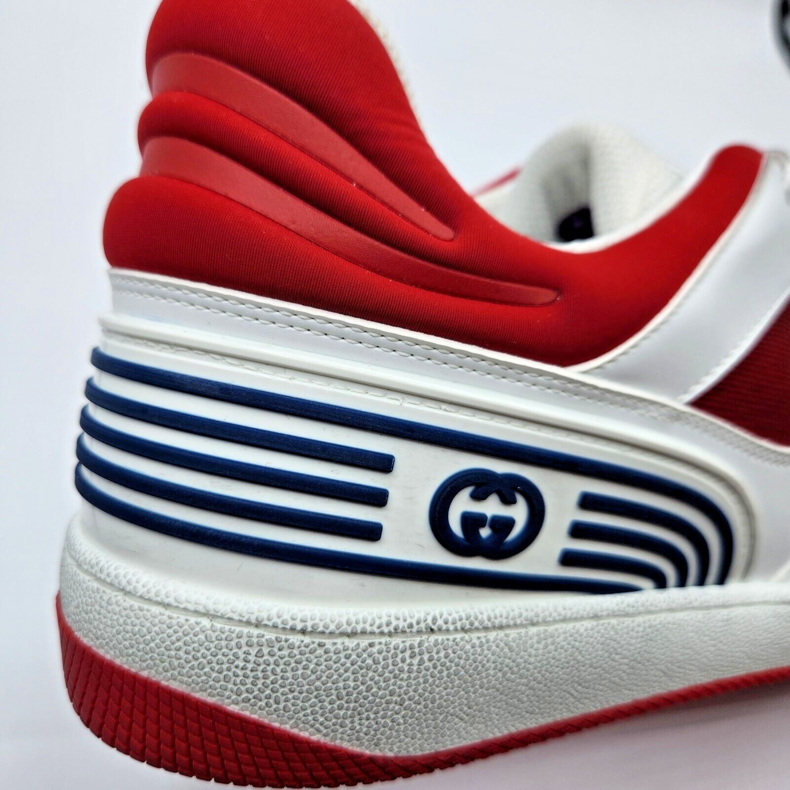 Gucci Basket Demetra Men's Distressed Sneakers White/Red/Blue UK12.5 US13 $950 thumbnail 22