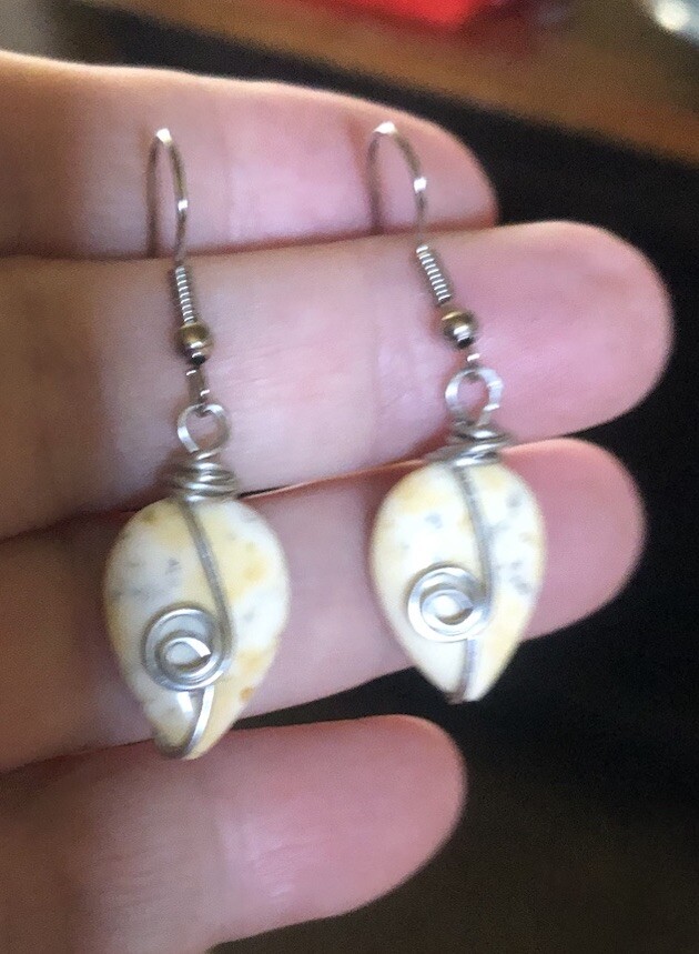 Handmade Wire Wrap Howlite Teardrop Earrings by JMes Jewelry-image