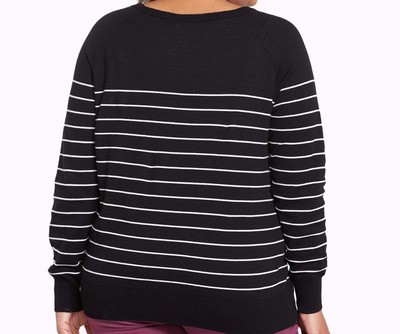 Torrid Striped Love Raglan Sweater Black Plus Size 1 14 16 1X