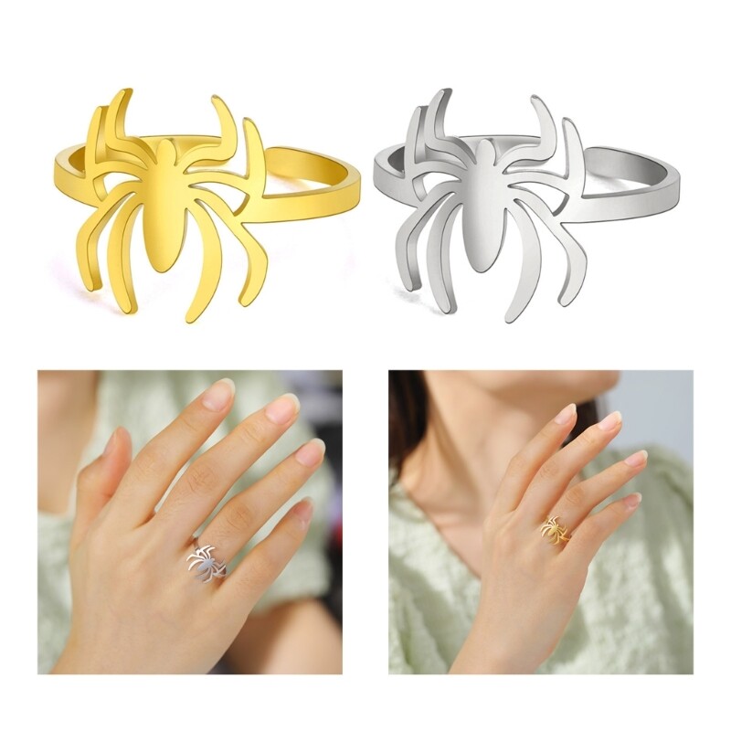 Adjustable Metal Spiders Rings Unique Hollow Open Rings Fashion Jewelry