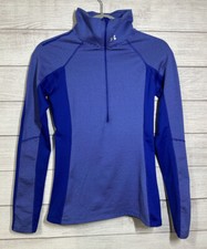 Under Armour Blue Pullover 1/4 Zip Stripe Small Thumb Holes Athletic Woman  s