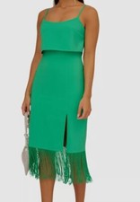 Adrianna Papell Women's Green Stretch Crepe Popover MIDI Dress Size 8