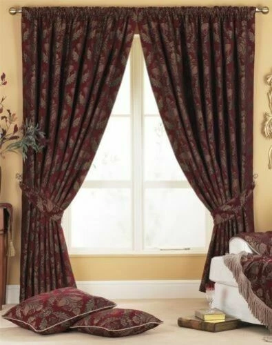 Rideaux et voilages rouge à motif Floral pour la maison