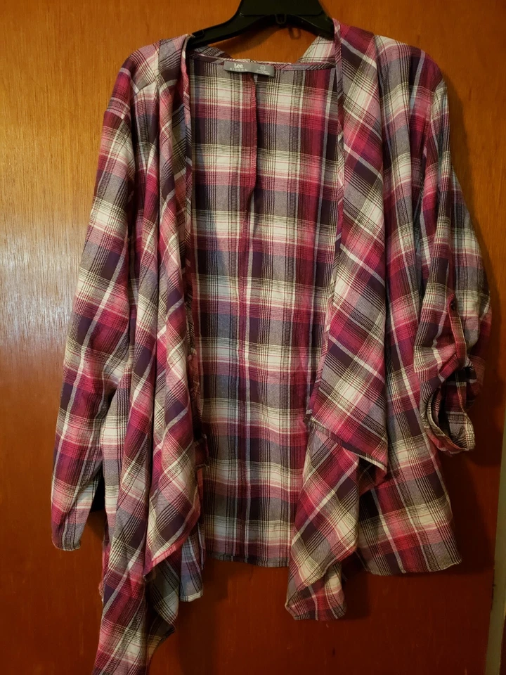 2 tops para mujer Lee a cuadros Fly Away/Kimono Ruana talla 1x Foto 4 de 4