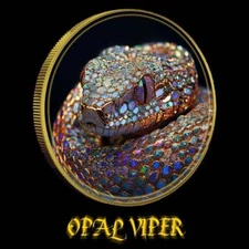 2025 American Silver Eagle Opal Snake Colorized 24k Gilded Art Coin