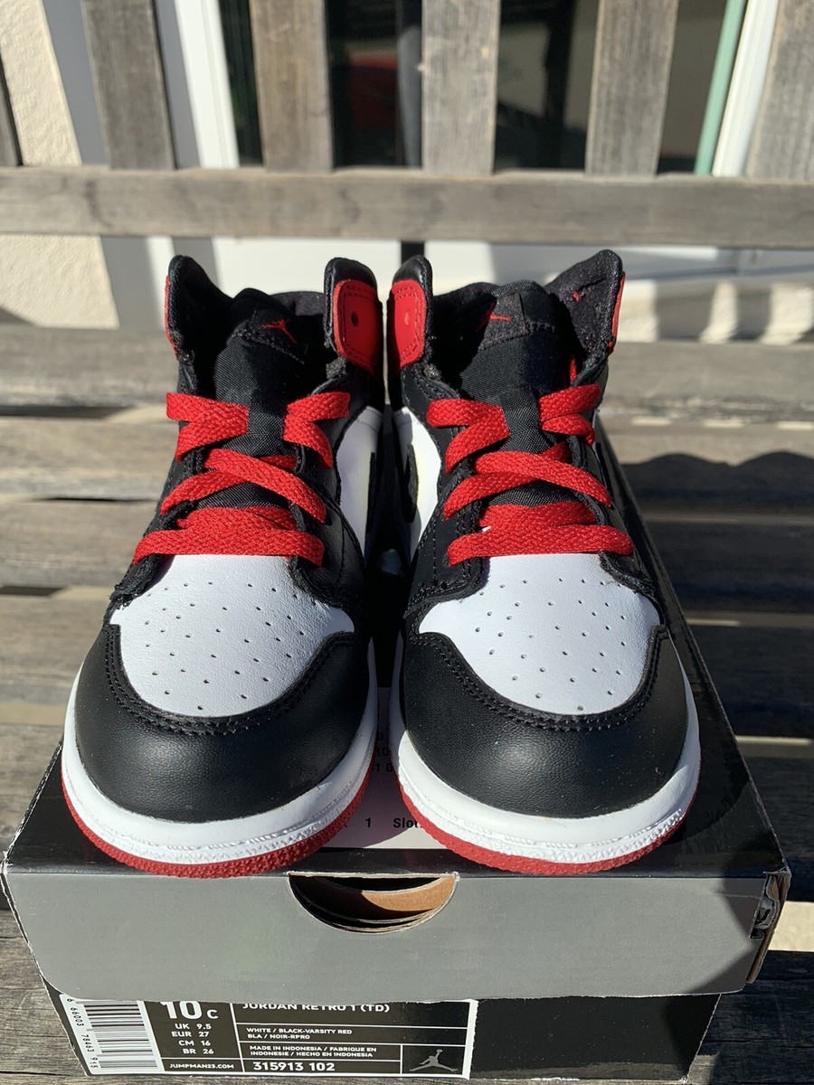 2007 Nike Air Jordan I 1 Sz 10c Baby Black Toe Old Love 2007 Nike Air Jordan I 1 Sz 10c Baby Black Toe Old Love