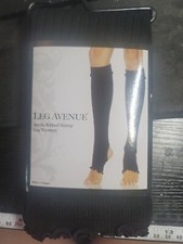 Black Acrylic Ribbed Stirrup Leg Warmers - 80s - One Size Fits Most