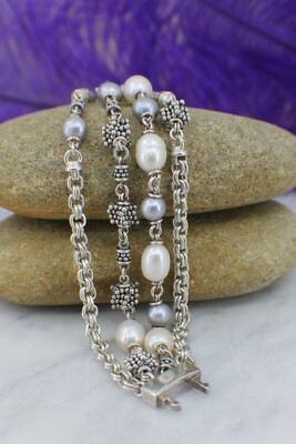 Michael Dawkins Sterling Silver 925 White & Gray Pearl Bead