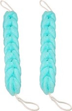 Long Stretch Back Sponge with Rope Handles Scrubber Bath Shower Green