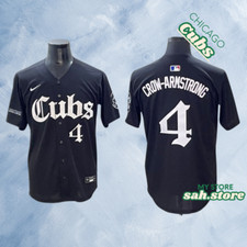 Chicago Cubs #4 Pete Crow-Armstrong Black&White Cool Base Men's Stitched Jersey