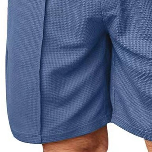 Mens Short Sleeve Polo Shirts Shorts Mens Waffle Fashion Casual Tracksuit Sets - Picture 8 of 32