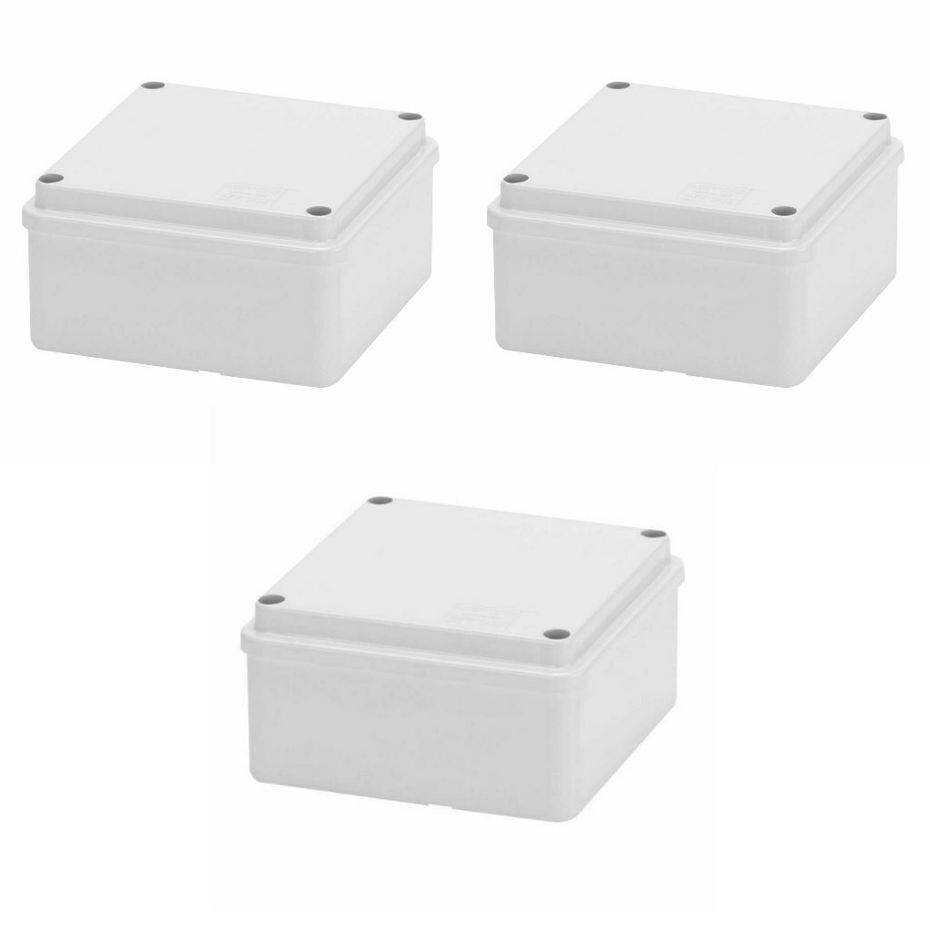 3 x Gewiss GW44204 Enclosure Junction Box IP56 100mm x 100mm  x 50mm (Grey)