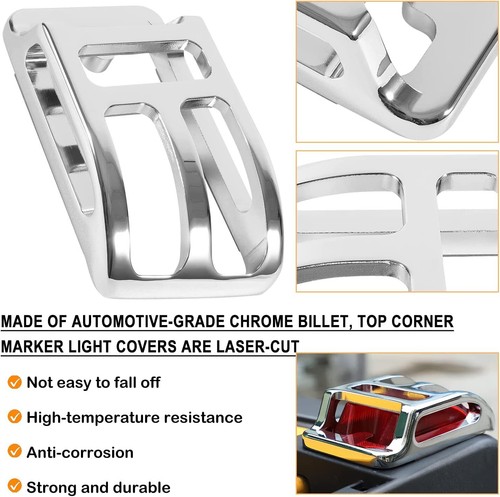 Chrome Billet Top Corner Marker Light Guards Cages Cover For Hummer H2 2003-2009 - Bild 8 von 10