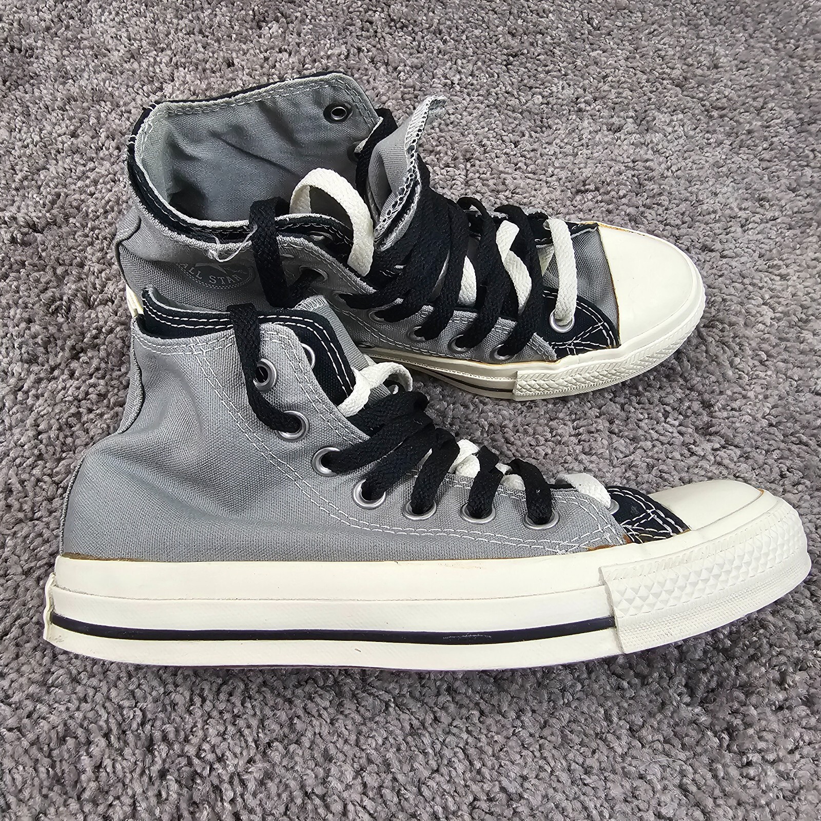 Converse Chuck Taylor All Star High Top Shoe Women 7 Gray Double Upper 1X735 Converse Chuck Taylor All Star High Top Shoe Women 7 Gray Double Upper 1X735