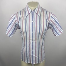Vtg 60s 70s Arrow Dress Shirt NOS Disco Striped Sanforized MCM Nik Mens Medium