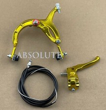 GOLD OLD SCHOOL BMX BIKE MX REAR BRAKE LEVER CABLE CALIPER CRUISER BICYCLE.