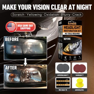 Whimsyard Headlight Restorer Cleaner, Automotive Headlights Renewal And Restoration Kit, Pulidor Y Restaurador De Pintura Automotriz, Suitable For All Cars