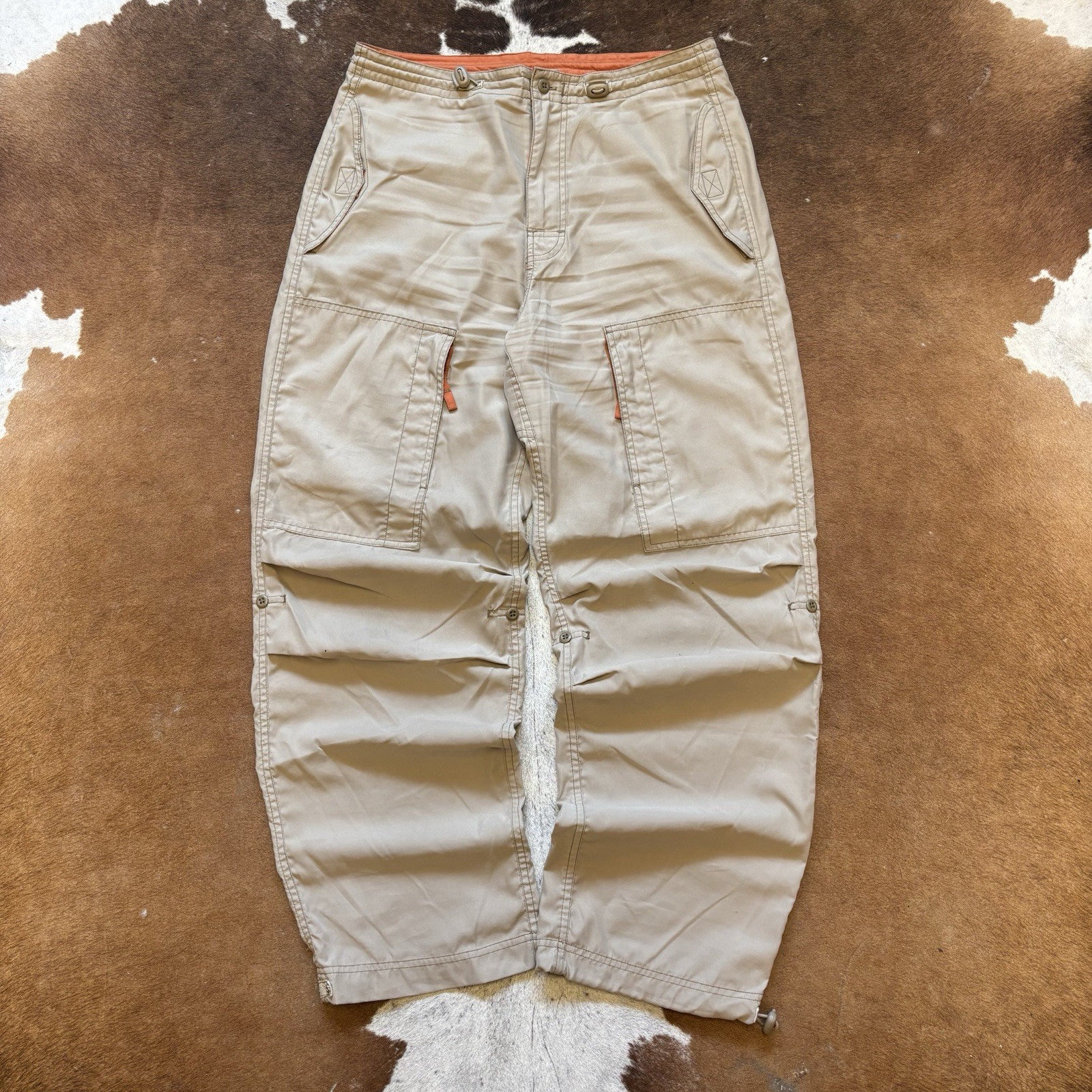 Vintage GAP Pants Mens L Beige Parachute Paratrooper Baggy Rave Utility Y2K 90s