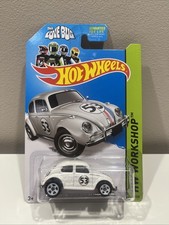 2014 Hot Wheels WHITE VOLKSWAGEN VW BEETLE 53 The Love Bug HW WORKSHOP HC12