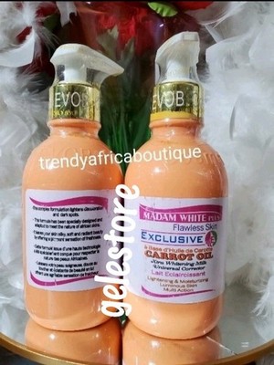 X 2 Bottle EVOB Madame White Flawless  CARROT Oil  body lotion 250ml x 2  