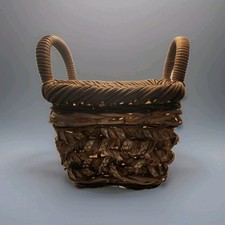 Square shaped Woven Gathering Harvest Basket with 2 handles 9x8x7