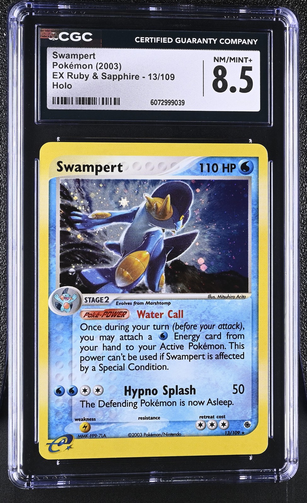 CGC 8.5 Swampert 2003 EX Ruby & Sapphire 13/109 Holo Pokemon Card